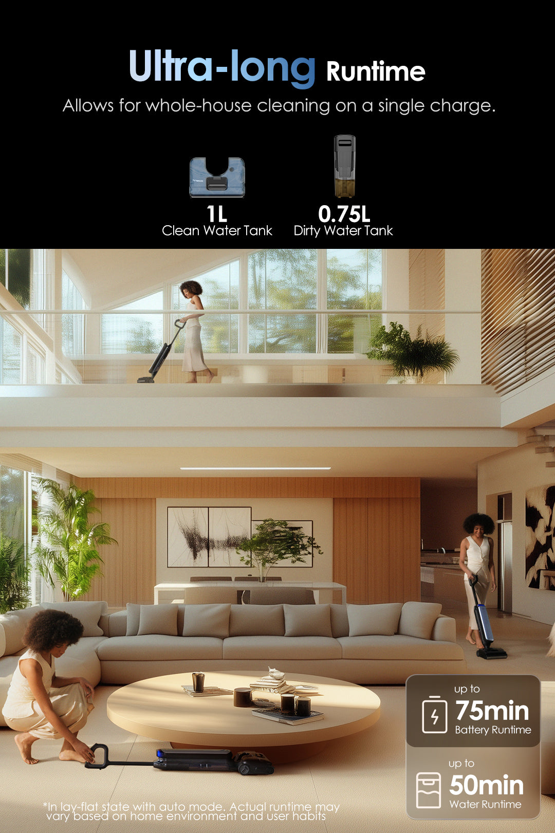 Tineco FLOOR ONE S9 Artist Pro Wet Dry Vacuum Cleaner, best cordless vacuum, best vacuum cleaner, best vacuum for pet hair, handheld vacuum
best cordless vacuum for pet hair, Ultra-long Runtime