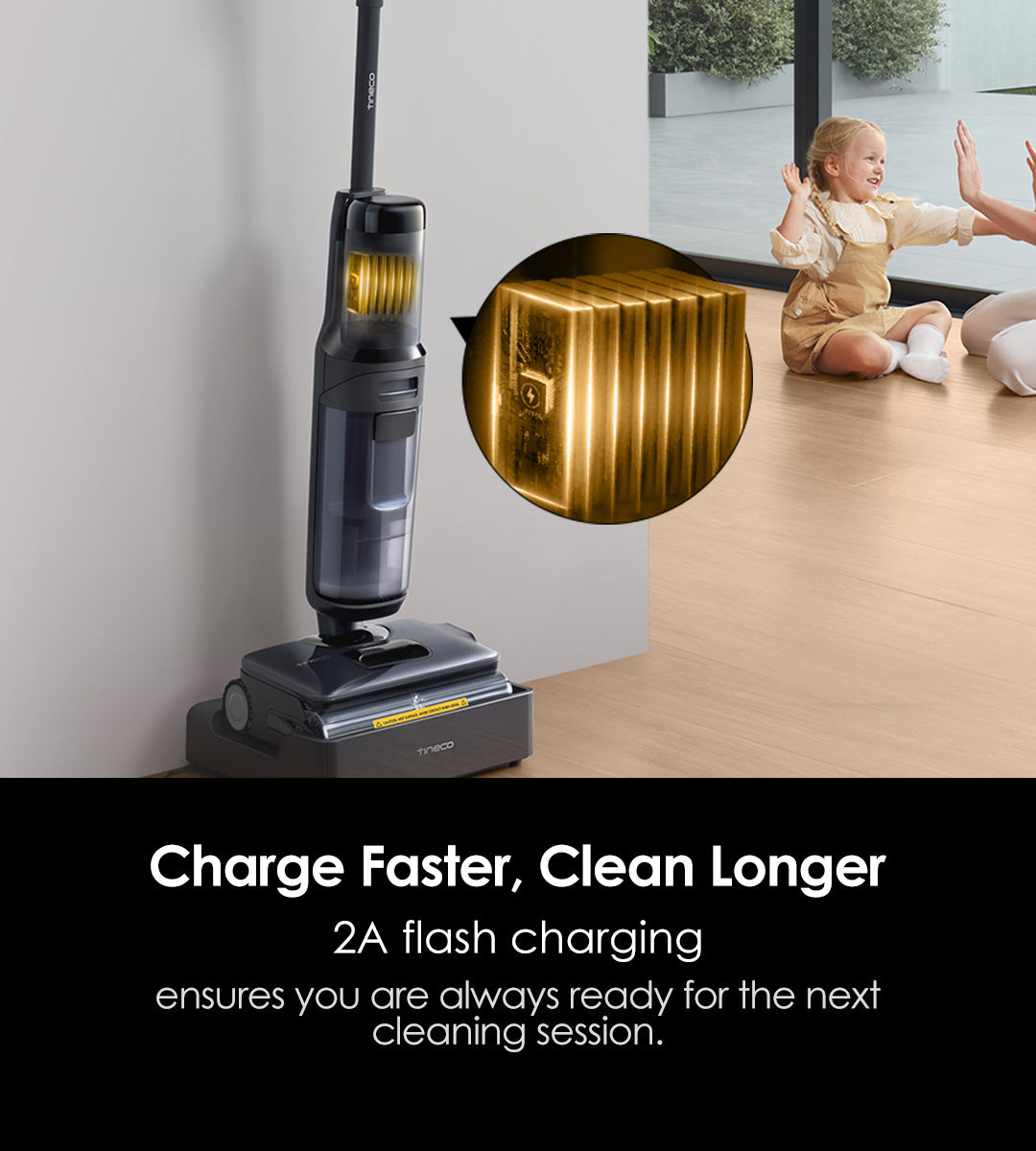 Charge Faster, Clean Longer
2A flash charging ensures you are always ready for the next cleaning session.