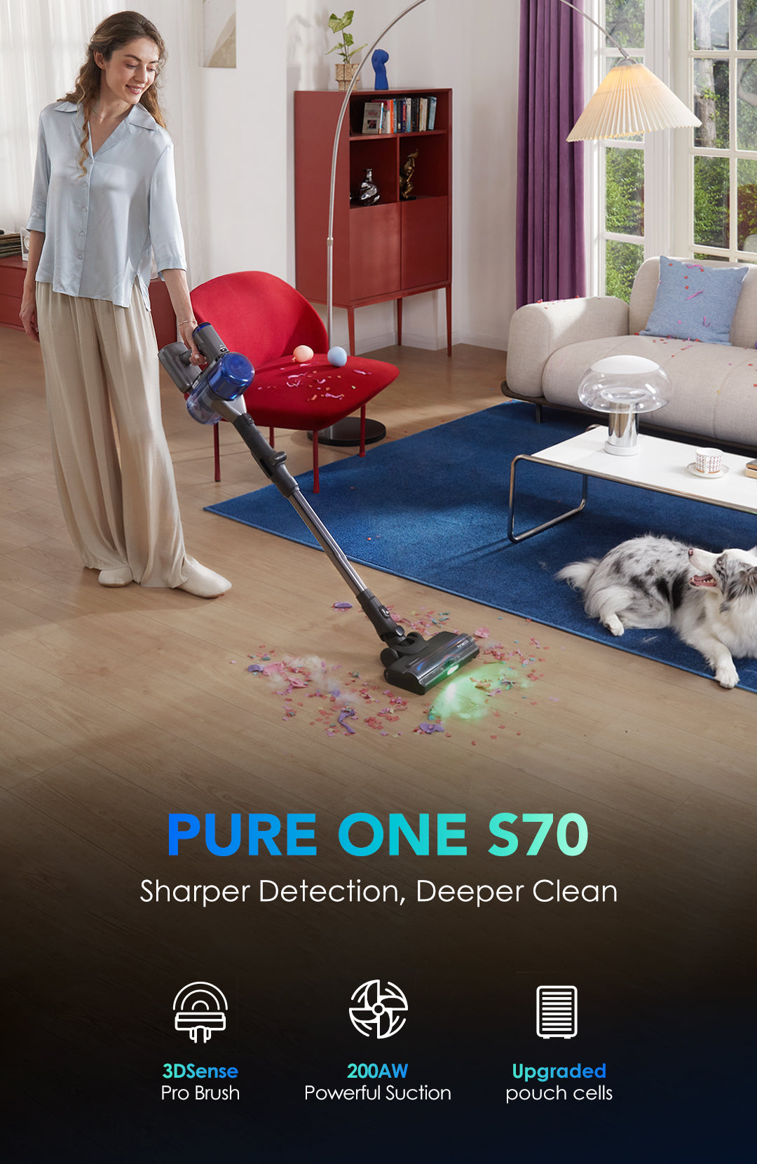 Tineco PURE ONE S70 Pro Cordless Vacuum cleaner, best vacuum for pet hair, tineco vacuum, handheld vacuum, best cordless vacuum for pet hair