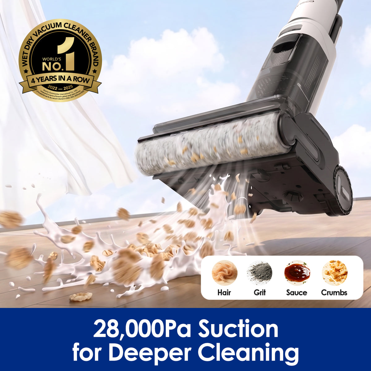 28kPa Suction for Deeper Cleaning