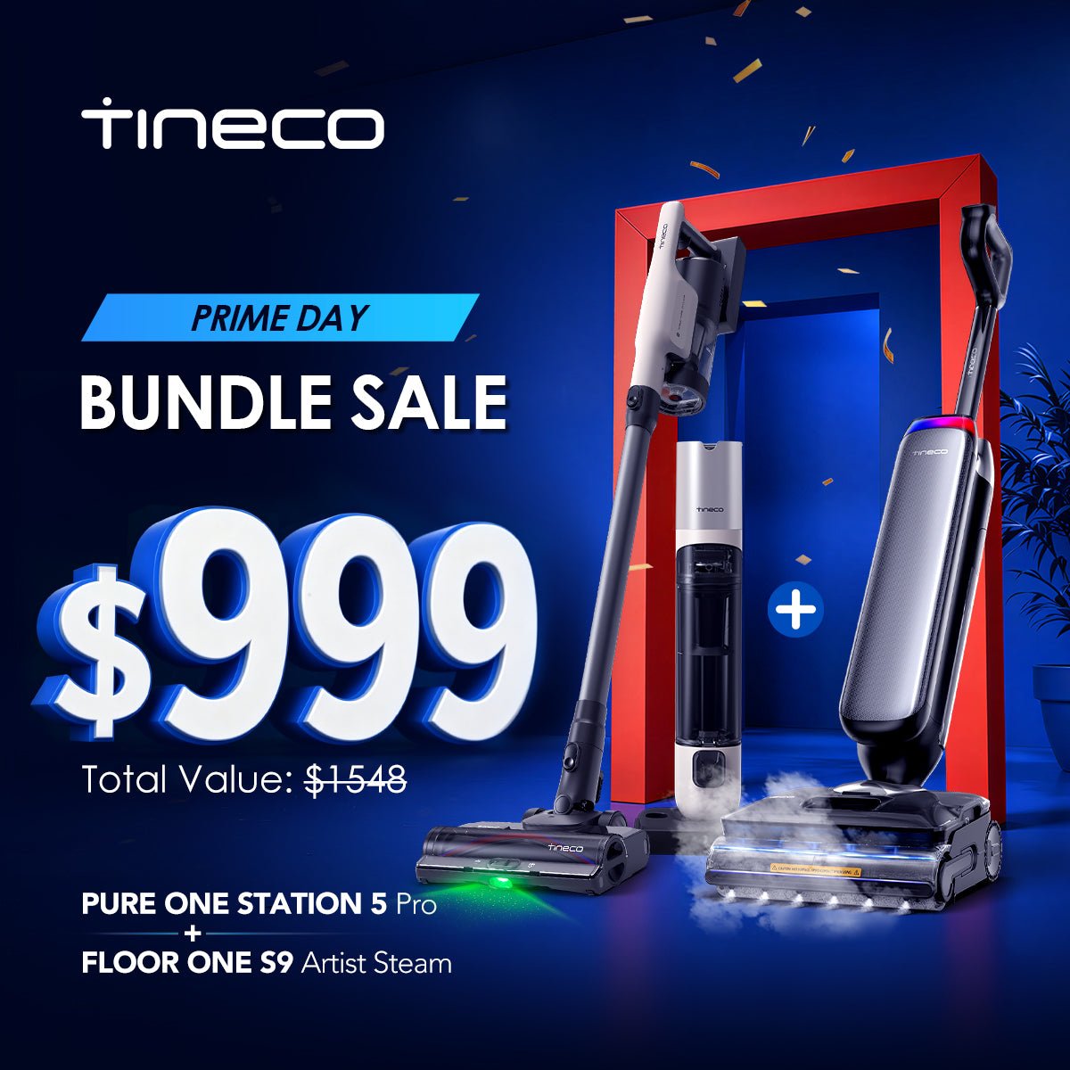 Tineco Prime Bundle FLOOR ONE S9 Artist Steam+Tineco Pure ONE Station 5 Pro