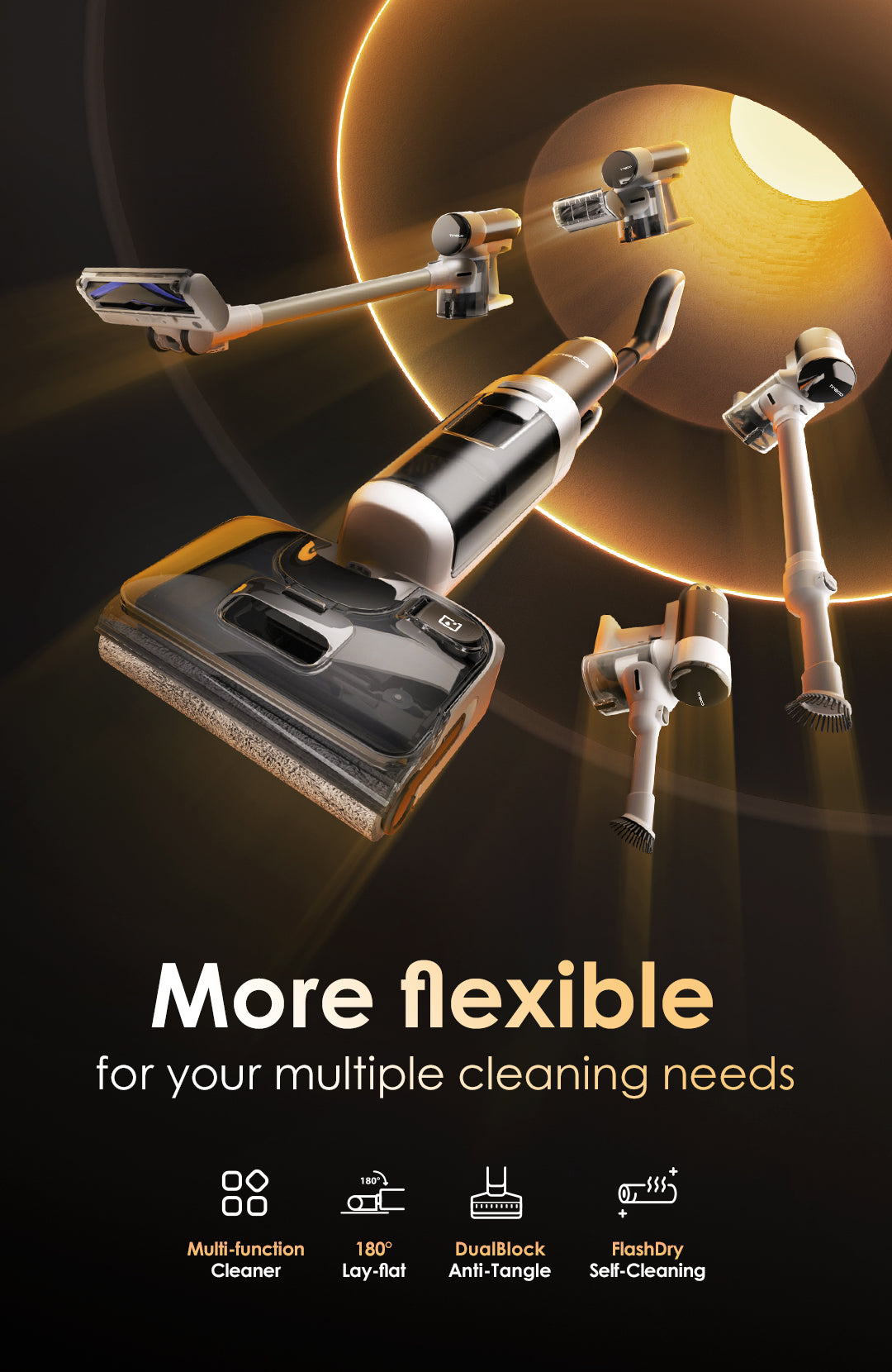 Tineco FLOOR ONE SWITCH S6 Stretch Wet Dry Vacuum Cleaner, best cordless vacuum, best vacuum cleaner, best vacuum for pet hair, handheld vacuum
best cordless vacuum for pet hair, Multi-function Cleaner
180° Lay-flat
DualBlock Anti-tangle
FlashDry Self-cleaning
