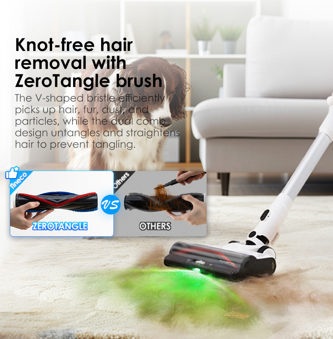 Tineco Pure ONE A50S best Cordless Stick Vacuum Cleaner, Knot-free hair removal with ZeroTangle brush.