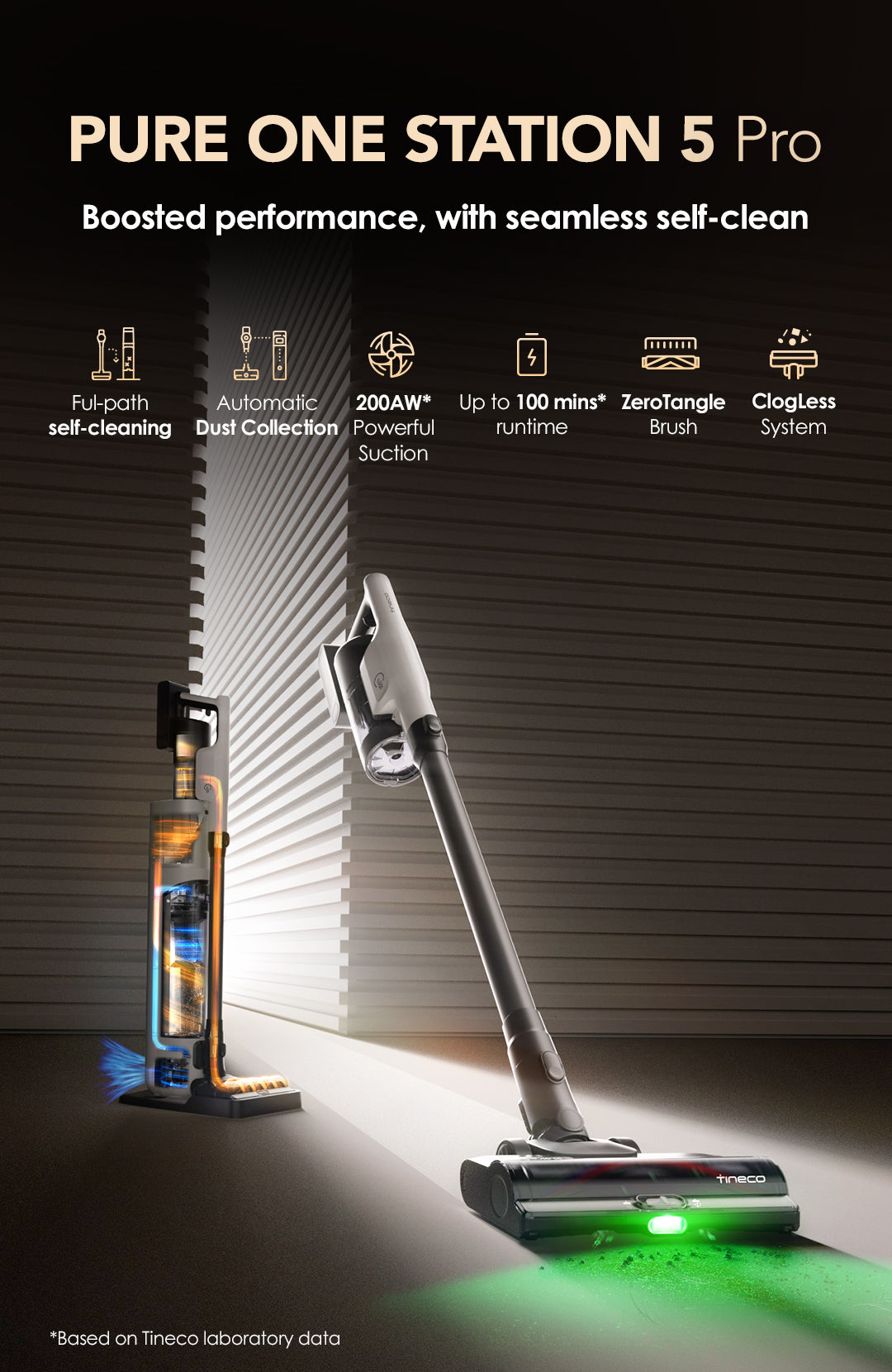 Tineco Pure ONE Station 5 Pro - Smart Cordless Vacuum with Station