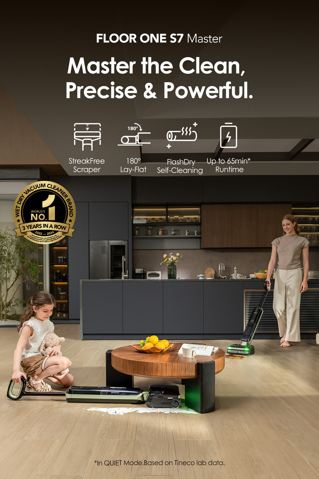 FLOOR ONE S9 Master
Slogan: Master the Clean, Precise & Ultimate

Icon:
StreakFree Scraper
ThermoBlast Technology
126°FHot Water Mopping
180° Lay-Flat Design