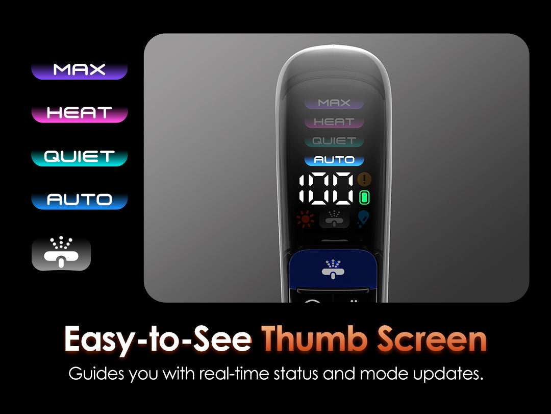 Easy-to-See Thumb Screen
Guides you with real-time status and mode updates.