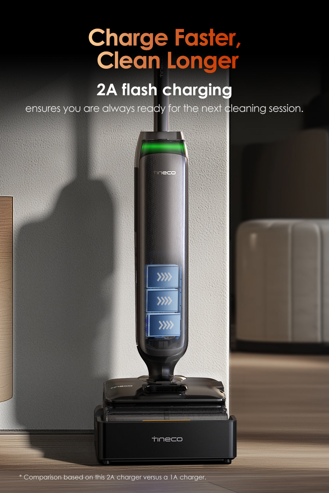 Charge Faster, Clean Longer
2A flash charging ensures you are always ready for the next cleaning session.