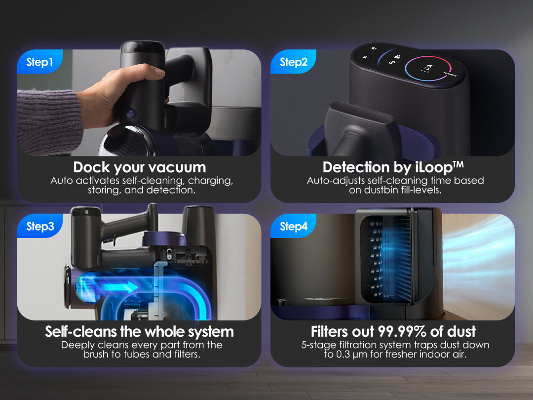 Tineco cordless vacuum PURE ONE Station Furfree has a smart self-clean system