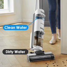 iFloor 3 Breeze Complete’s dual tank technology makes you always clean with fresh water. Dirty water collects in a separate tank.