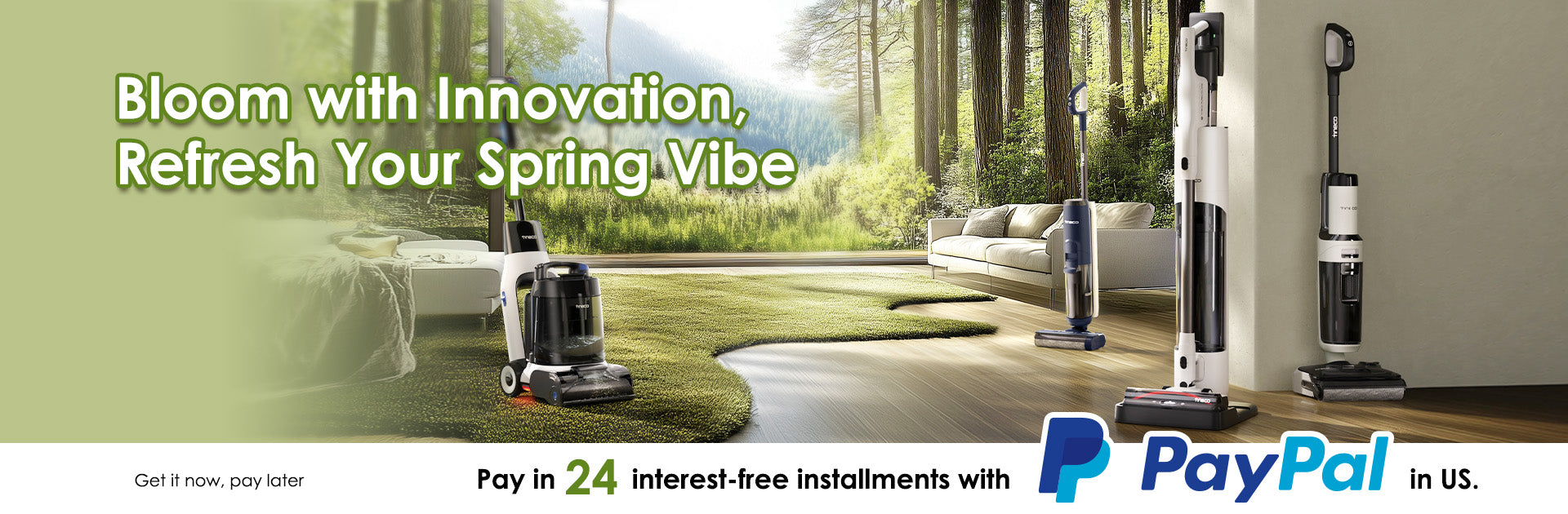 Tineco Spring sale for floor washer vacuum cleaner and carpet cleaner.