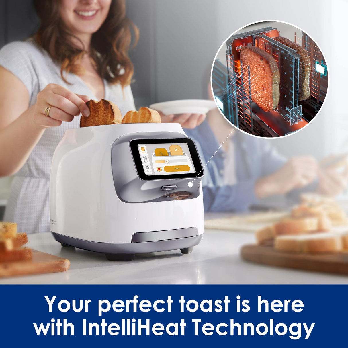 Tineco TOASTY ONE Smart Toaster with Touchscreen, Auto Lift and Lowers,2 - Slice Toast Individually, High - End Stainless Steel Design with Limitless Toasting Adjustment, Fresh, Reheat and Frozen