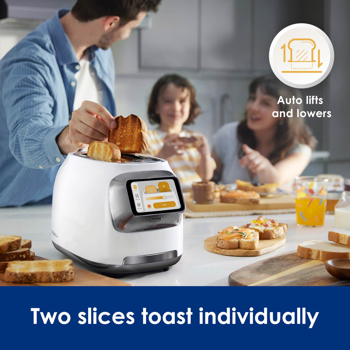 Tineco TOASTY ONE Smart Toaster with Touchscreen, Auto Lift and Lowers,2 - Slice Toast Individually, High - End Stainless Steel Design with Limitless Toasting Adjustment, Fresh, Reheat and Frozen